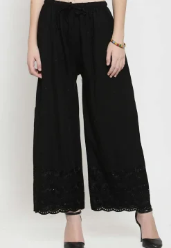 Chikankari Rayon Palazzo in Black