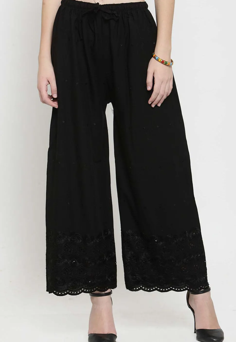 Chikankari Rayon Palazzo in Black