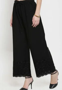 Chikankari Rayon Palazzo in Black