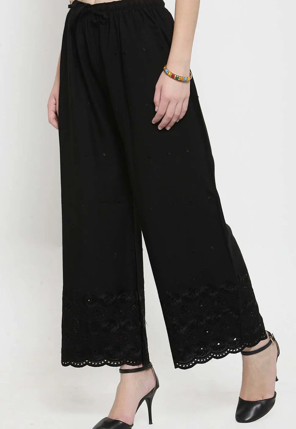 Chikankari Rayon Palazzo in Black