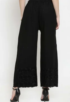 Chikankari Rayon Palazzo in Black
