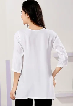 Chikankari Rayon Short Kurti in Off White