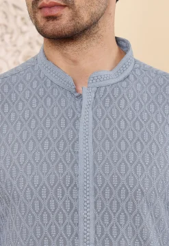 Chikankari Viscose Rayon Kurta in Grey