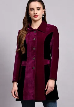Color Block Velvet Jacket in Magenta and Black