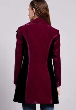 Color Block Velvet Jacket in Magenta and Black