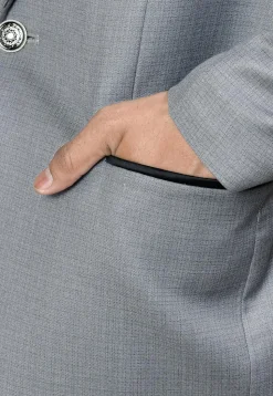 Color Blocked Cotton Rayon Blazer in Grey