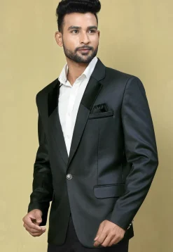 Color Blocked Terry Rayon Blazer in Grey