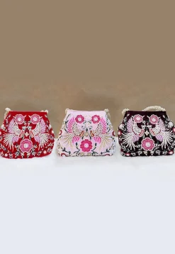Combo Hand Embroidered Velvet Potli Bag in Multicolor