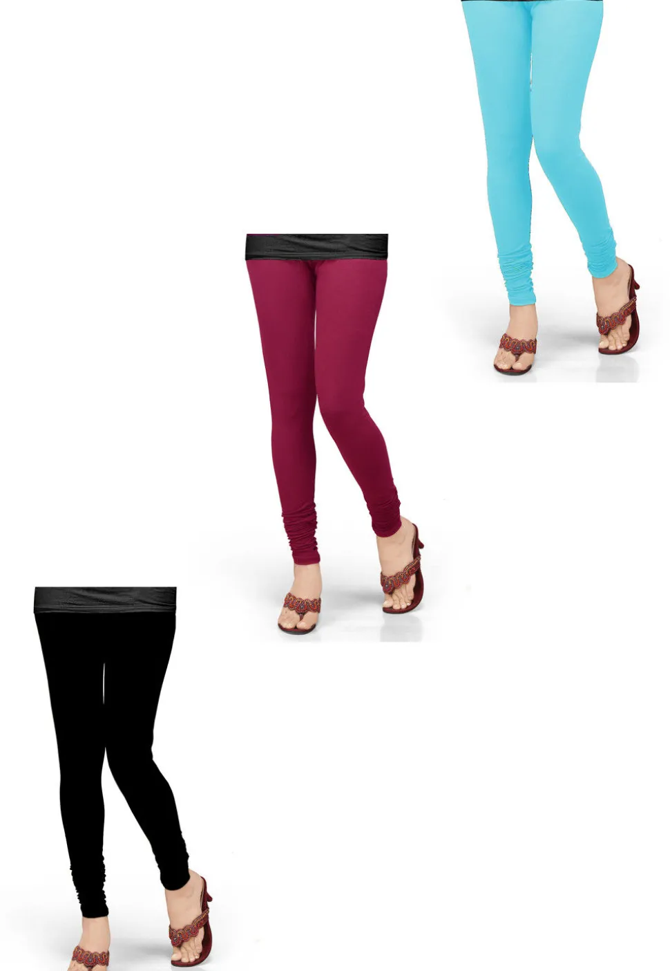 Combo of Solid Color Lycra Leggings in Multicolor