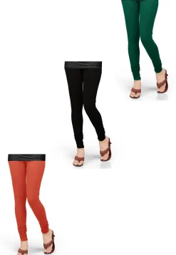 Combo of Solid Color Lycra Leggings in Multicolor