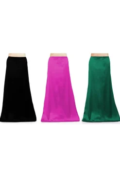Combo of Solid Color Satin Petticoats in Multicolor