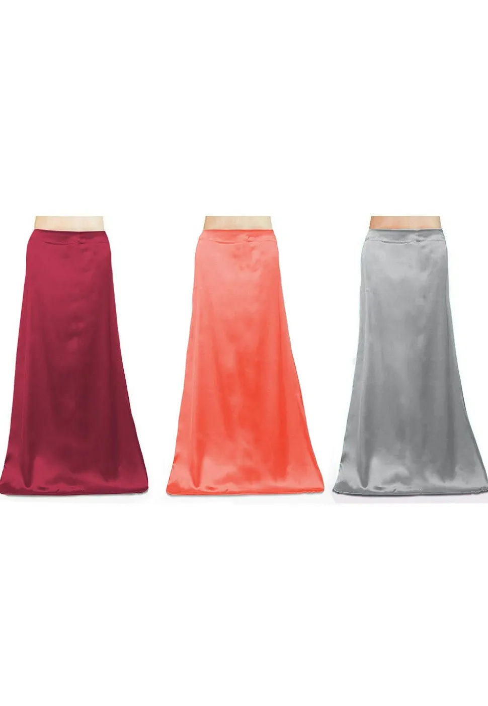 Combo of Solid Color Satin Petticoats in Multicolor