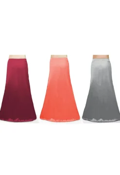 Combo of Solid Color Satin Petticoats in Multicolor