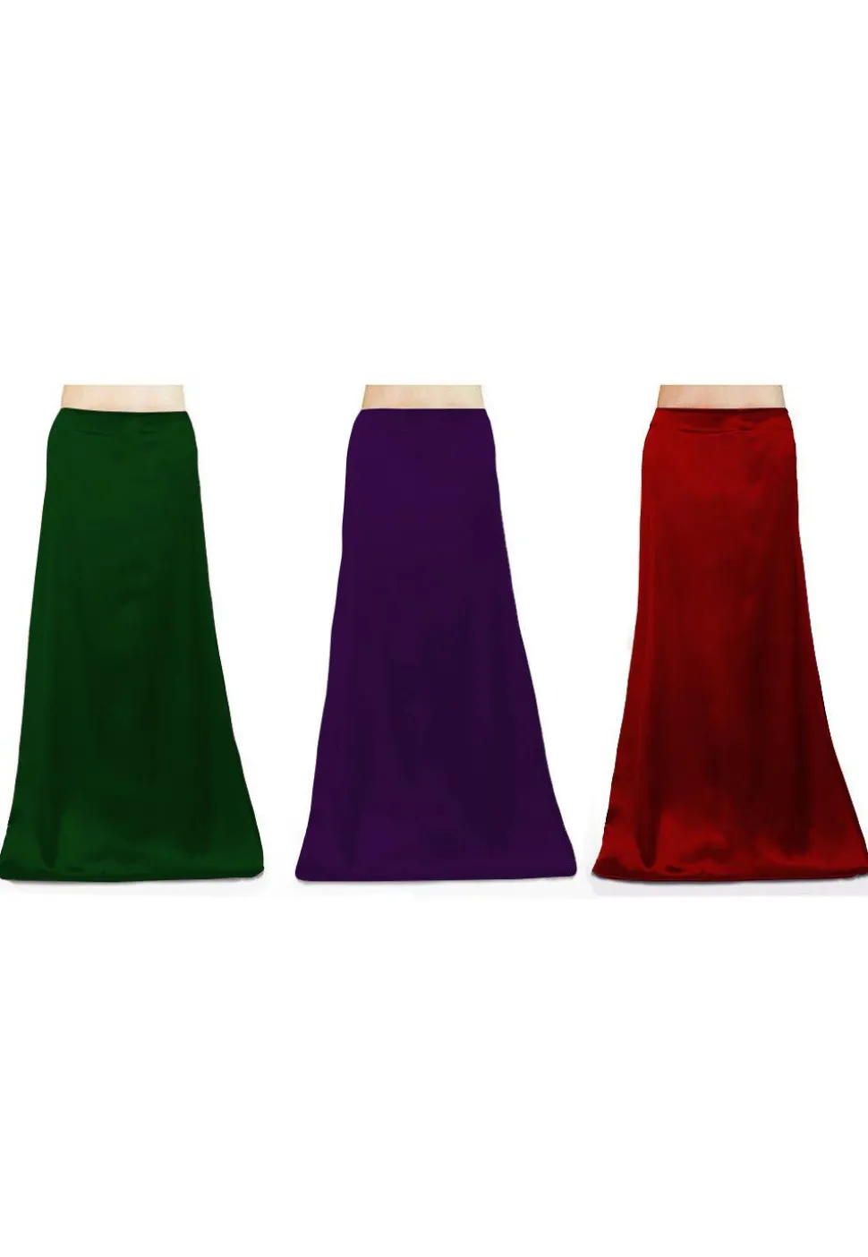 Combo of Solid Color Satin Petticoats in Multicolor