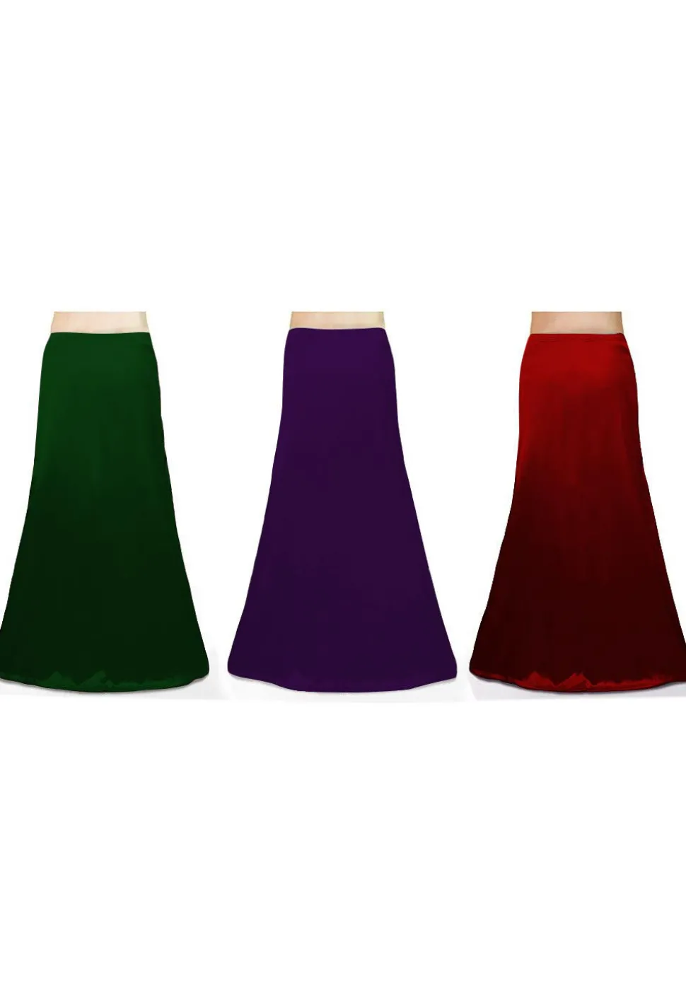 Combo of Solid Color Satin Petticoats in Multicolor