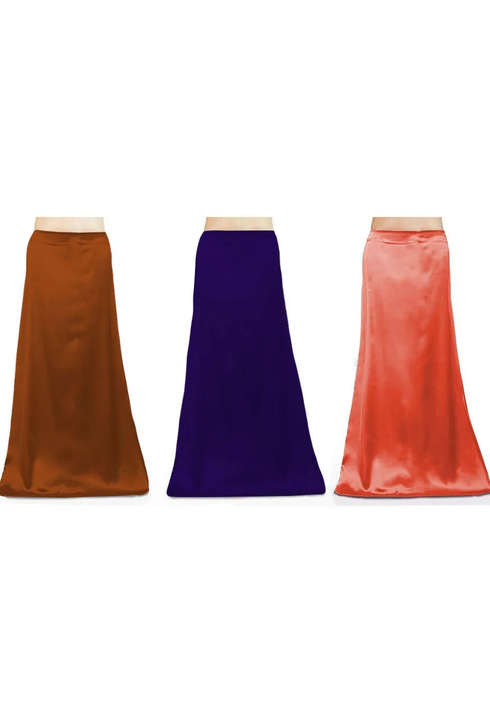 Combo of Solid Color Satin Petticoats in Multicolor