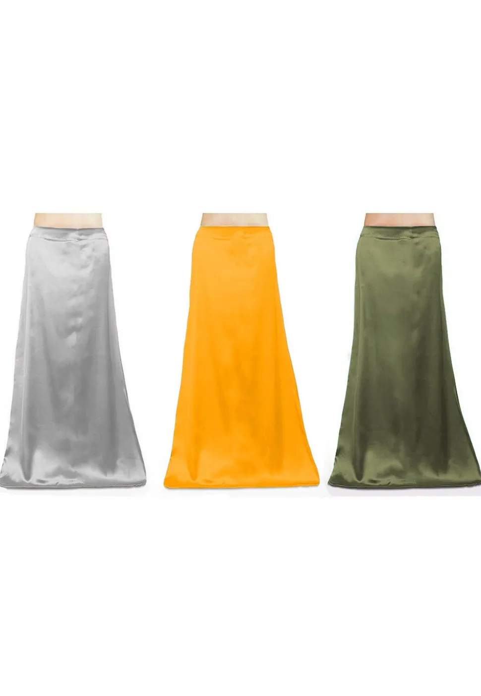 Combo of Solid Color Satin Petticoats in Multicolor