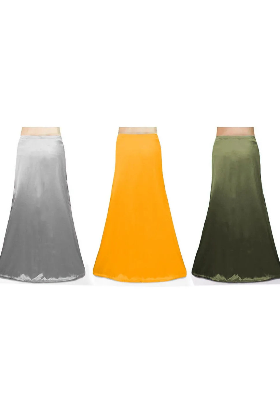 Combo of Solid Color Satin Petticoats in Multicolor