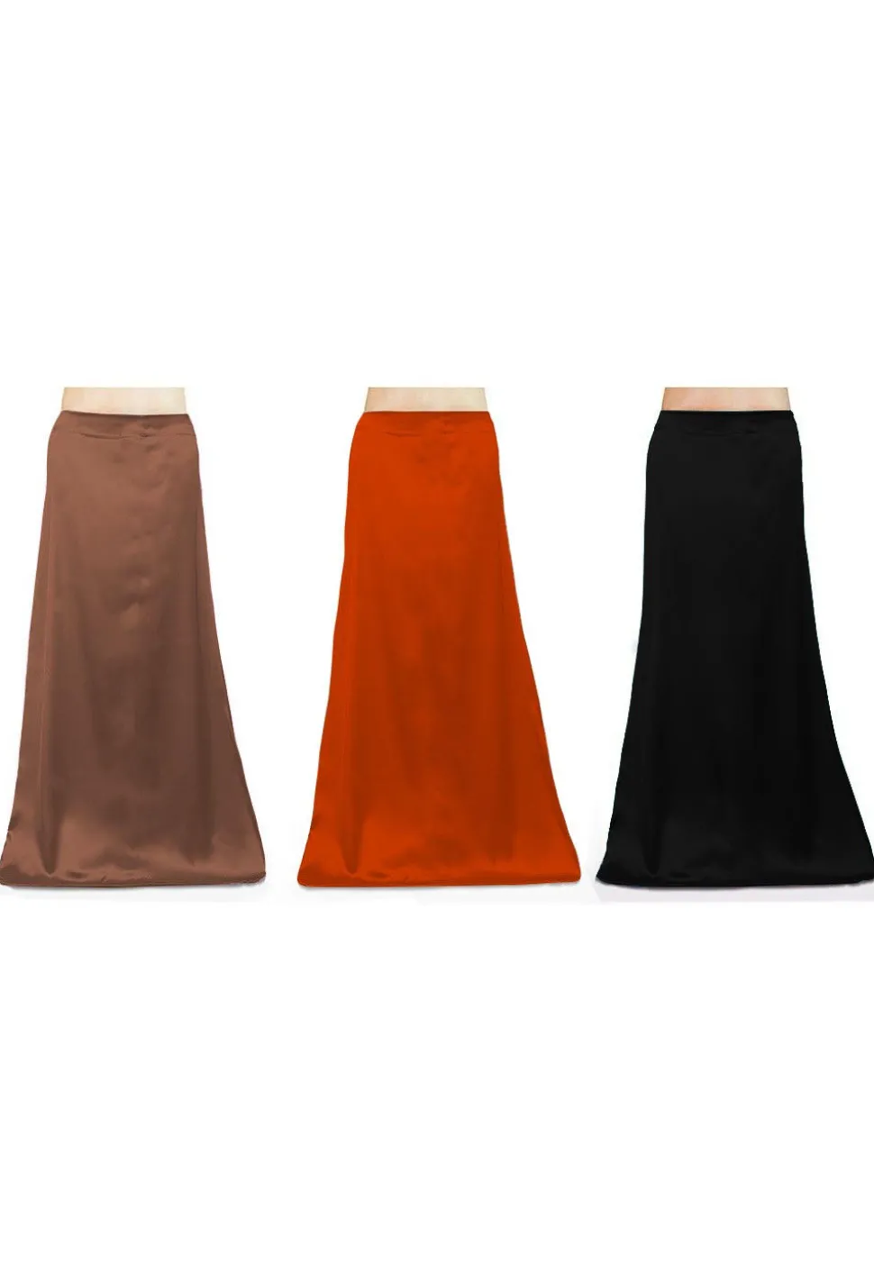 Combo of Solid Color Satin Petticoats in Multicolor
