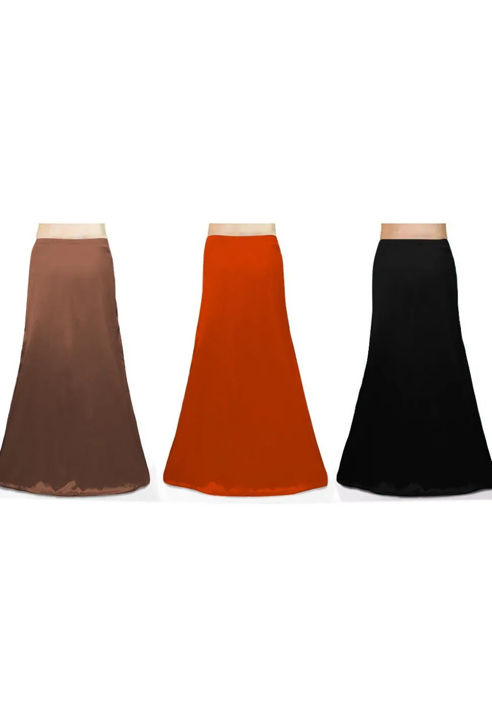 Combo of Solid Color Satin Petticoats in Multicolor