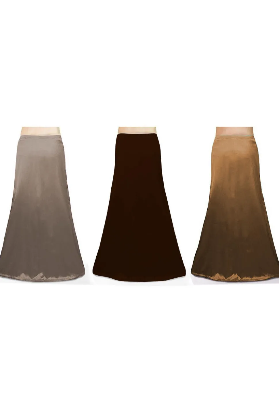 Combo of Solid Color Satin Petticoats in Multicolor