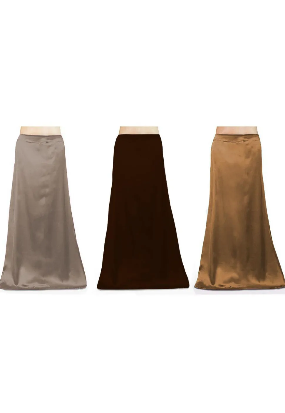 Combo of Solid Color Satin Petticoats in Multicolor