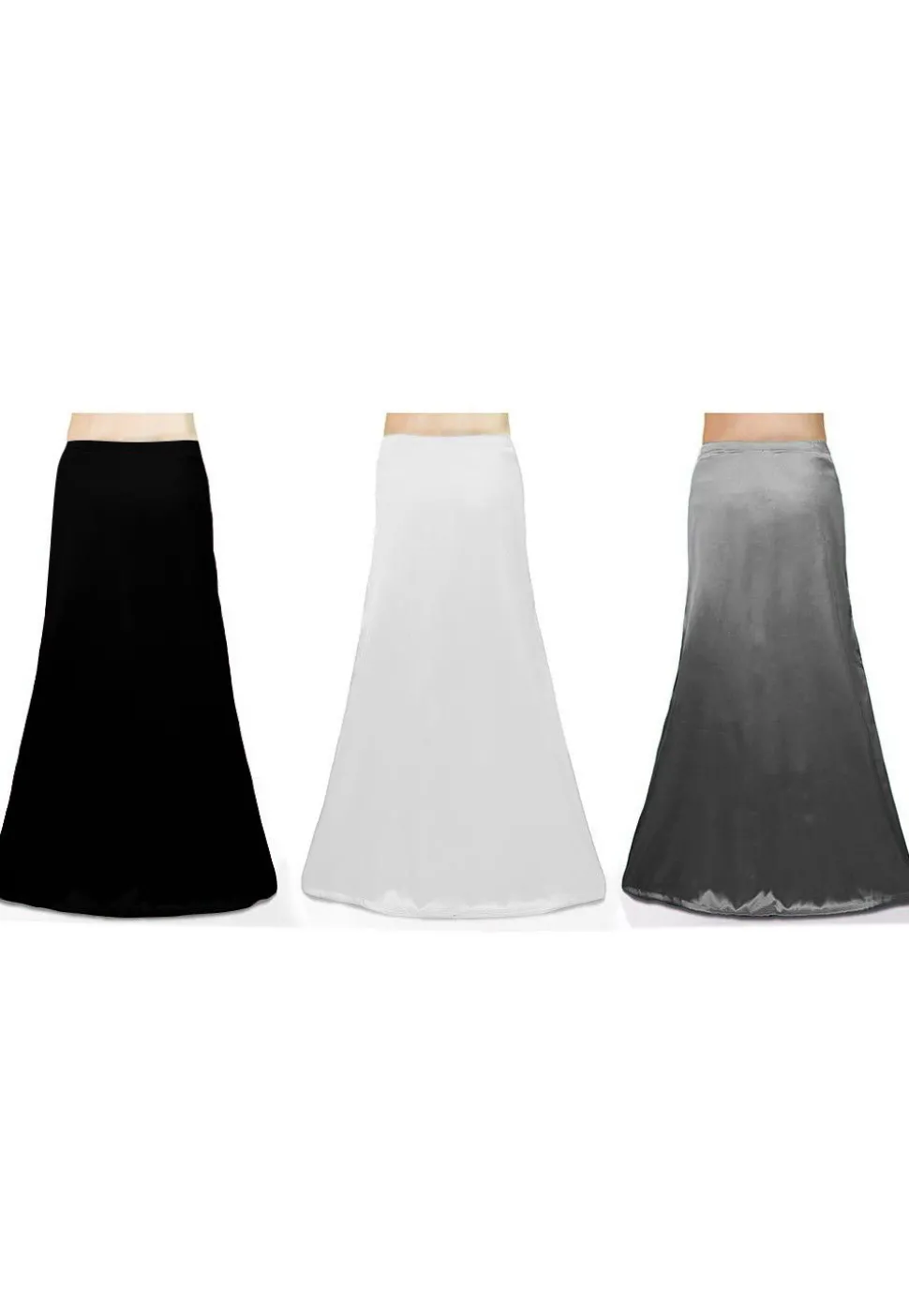 Combo of Solid Color Satin Petticoats in Multicolor
