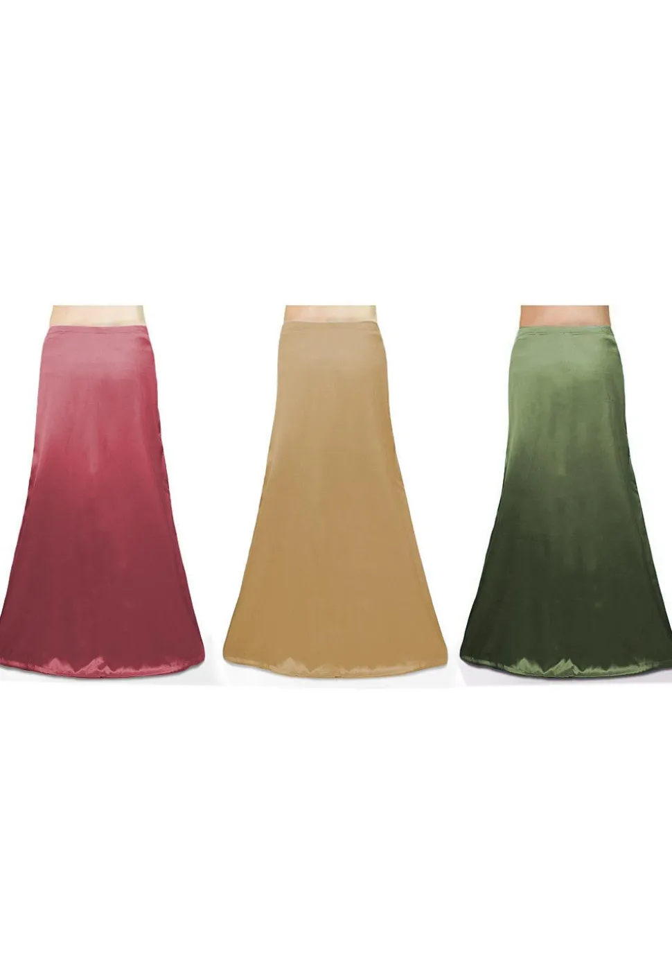 Combo of Solid Color Satin Petticoats in Multicolor