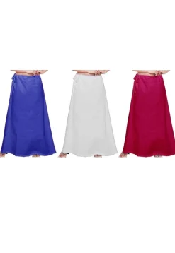 Combo Set Cotton Petticoat in Blue, White and Fuchsia
