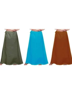 Combo Set Cotton Petticoat in Olive Green, Turquoise and Rust