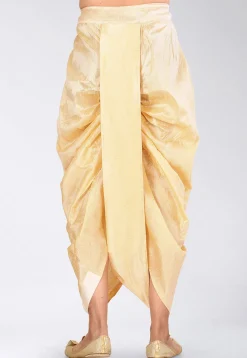 Contrast Border Dupion Silk Dhoti Pant in Beige