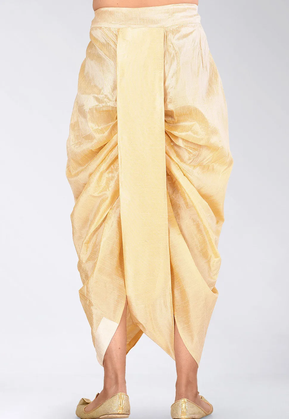 Contrast Border Dupion Silk Dhoti Pant in Beige