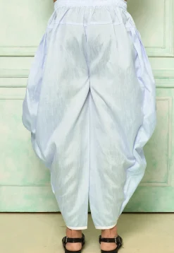 Contrast Border Dupion Silk Rajwara Dhoti Pant in Sky Blue