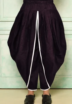 Contrast Border Dupion Silk Rajwara Dhoti Pant in Violet