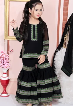 Contrast Border Georgette Pakistani Suit in Black