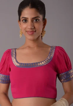 Contrast Border Georgette Blouse in Magenta