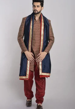 Contrast Border Tafetta Silk Dupatta in Teal Blue