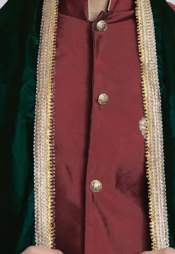 Contrast Border Velvet Dupatta in Dark Green