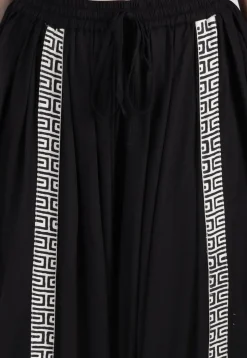 Contrast Border Viscose Cotton Dhoti Pant in Black