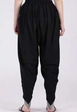 Contrast Border Viscose Cotton Dhoti Pant in Black