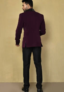 Contrast Collar Polyester Tuxedo in Magenta