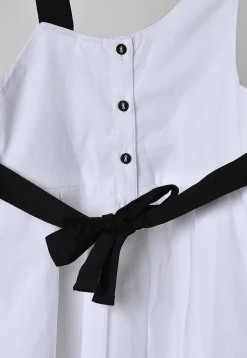 Contrast Trim Cotton Dress in Black and White