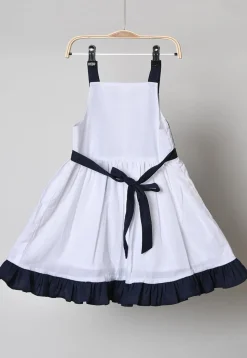 Contrast Trim Cotton Dress in Black and White