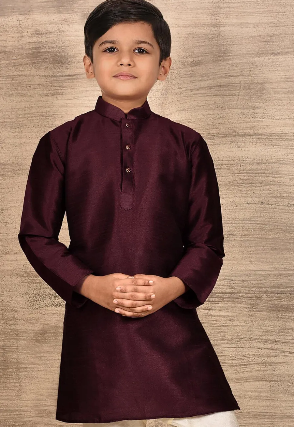 Contrast Trim Dupion Silk Kurta in Light Blue