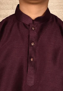 Contrast Trim Dupion Silk Kurta in Light Blue