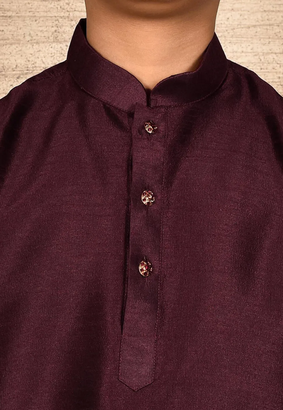 Contrast Trim Dupion Silk Kurta in Light Blue