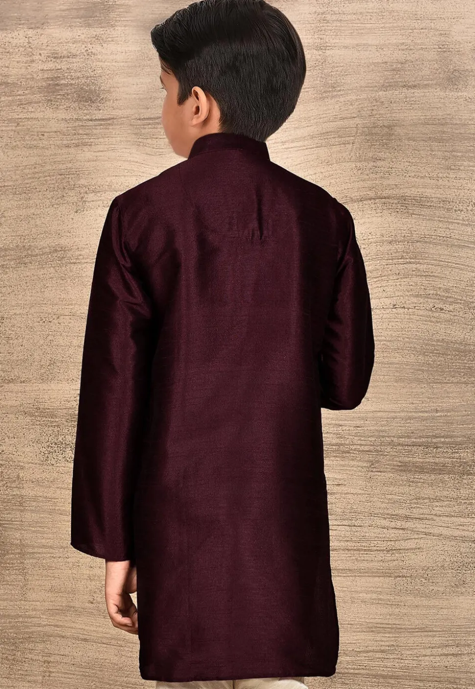 Contrast Trim Dupion Silk Kurta in Light Blue