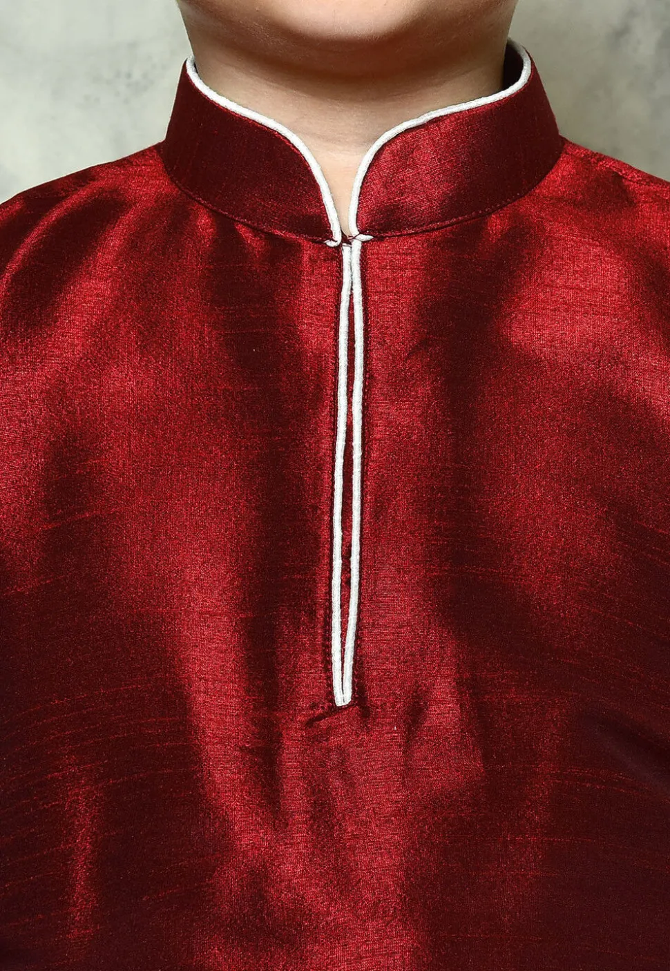 Contrast Trim Dupion Silk Dhoti Kurta in Maroon