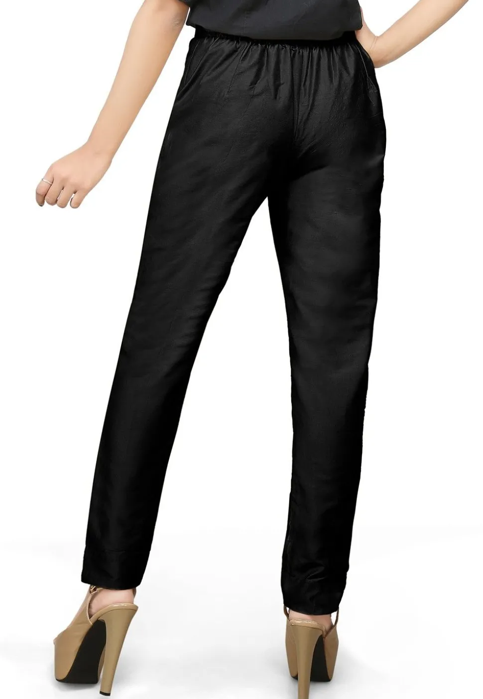 Cotton Silk Straight Pant in Black