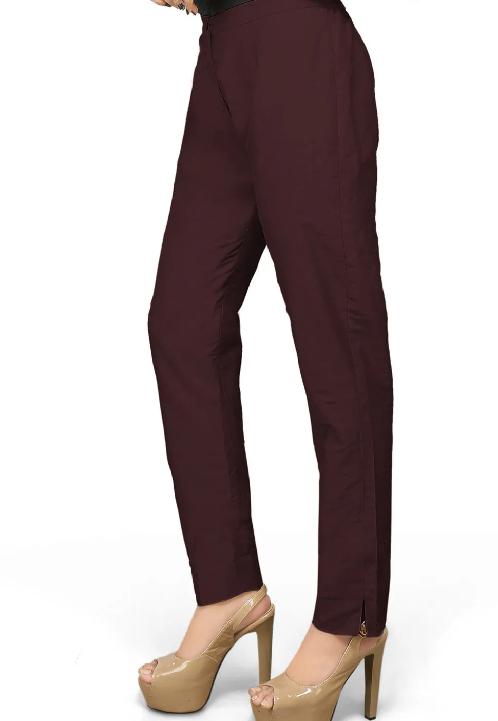 Cotton Silk Straight Pant in Wine